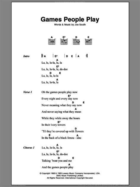 The Games People Play chords A E D E7 A 2x A E A.